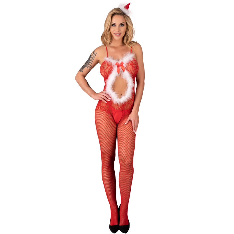 LIVCO CORSETTI FASHION - MAGALI LC 17178 BODYSTOCKING CROTCHLESS CHRISTMAS ONE SIZE