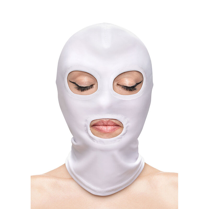 NS NOVELTIES - FETISH  FASHION EYES AND MOUTH HOOD NYLON WHITE