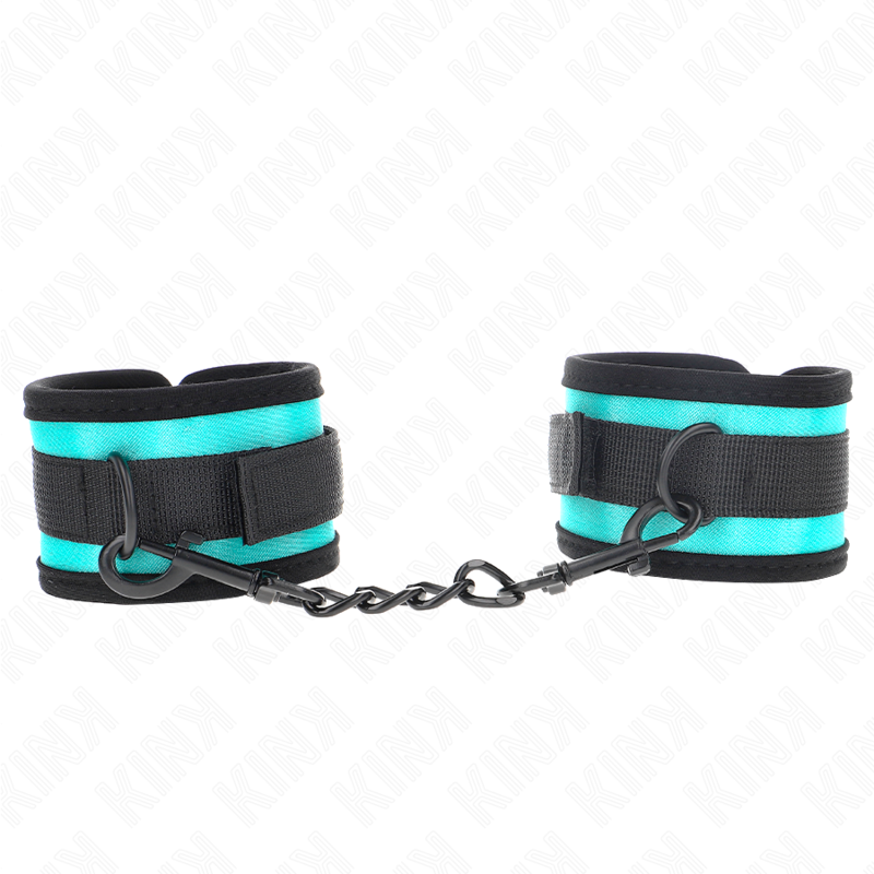 KINK - HOOK AND LOOP NYLON BIND WRIST RESTRAINTS BLACK-BLUE ADJUSTABLE 18-32 CM X 5 CM