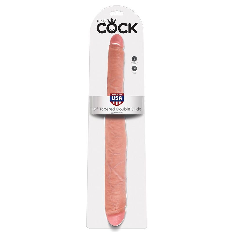 KING COCK SLIM DOUBLE DILDO FLESH 40.6 CM